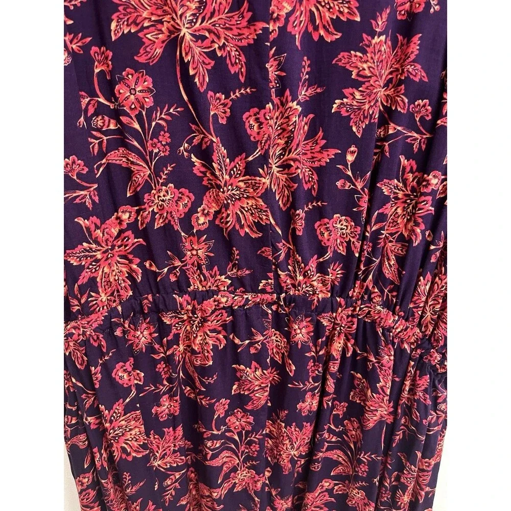 Lands' End Women's XL/XXL Swim Cover-Up Dress Floral Purple Pink 100% Modal